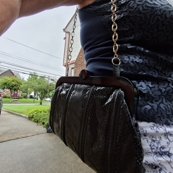 Vintage‎ Lucite closure snakeskin bag - Picture 7 of 16